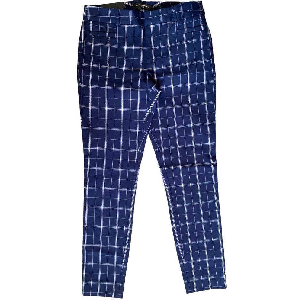 Banana Republic NWT‎ modern sloan blue plaid ankle pants women size 0
